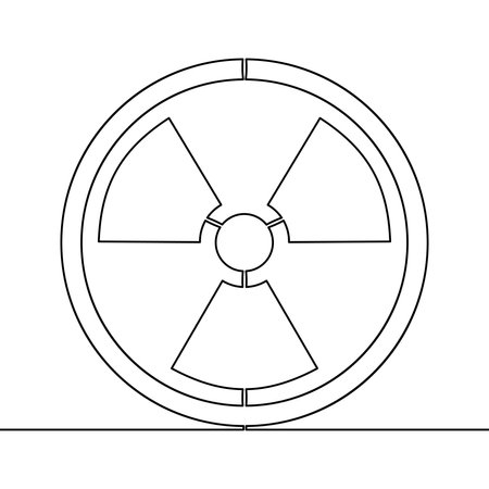 Continuous one single line drawing Radiation Symbol icon vector illustration conceptのイラスト素材