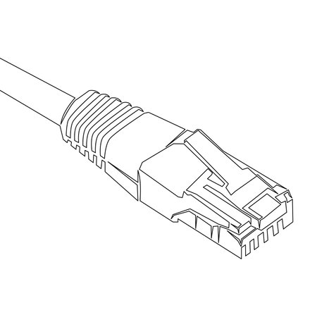 Continuous one single line drawing  Internet cable patch cord icon vector illustration conceptのイラスト素材