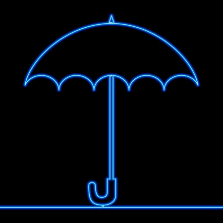 Continuous one single line drawing protection umbrella icon neon glow vector illustration conceptのイラスト素材