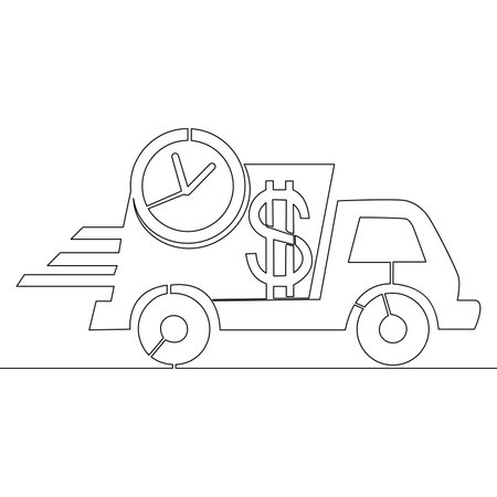 Continuous one single line drawing cost shipping freight logistic export price icon vector illustration conceptのイラスト素材