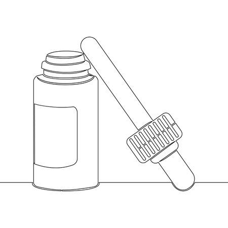 Continuous one single line drawing Cosmetics oils medical drops icon vector illustration conceptのイラスト素材