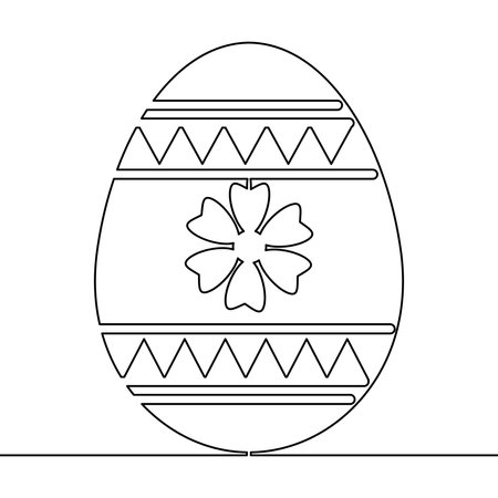 Continuous one single line drawing Easter Egg in shell Easter holidays icon vector illustration conceptのイラスト素材