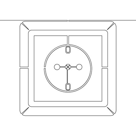 Continuous one single line drawing Electrical household socket icon vector illustration conceptのイラスト素材