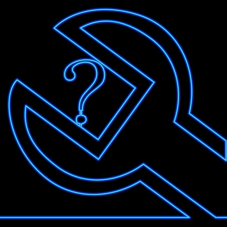 Continuous one single line drawing Wrench Repair question icon neon glow vector illustration conceptのイラスト素材