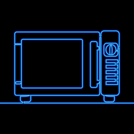 Continuous one single line drawing stove microwave oven electric home appliance. Electricity household gadget icon neon glow vector illustration conceptのイラスト素材