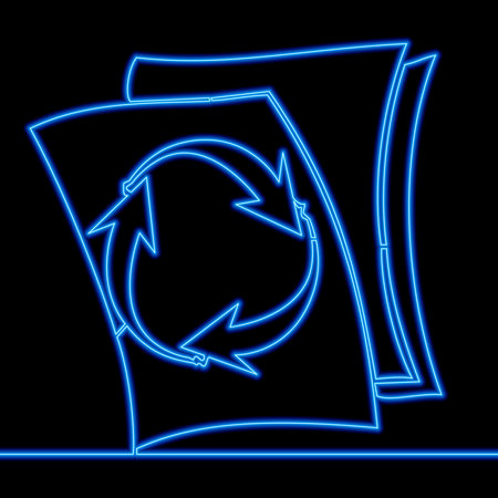 Continuous one single line drawing Copy documents file duplicates icon neon glow vector illustration conceptのイラスト素材