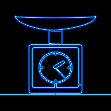 Continuous one single line drawing Weight scale kitchen appliances measuring tool icon neon glow vector illustration conceptのイラスト素材