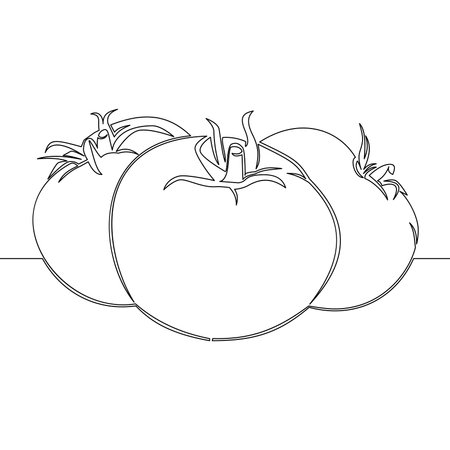 Continuous one single line drawing tomatoes Food vegetable icon vector illustration conceptのイラスト素材