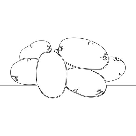 Continuous one single line drawing healthy organic potatoes Fresh spud root vegetable plant icon vector illustration conceptのイラスト素材