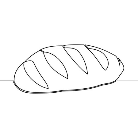 Continuous one single line drawing long loaf bread bakery icon vector illustration conceptのイラスト素材