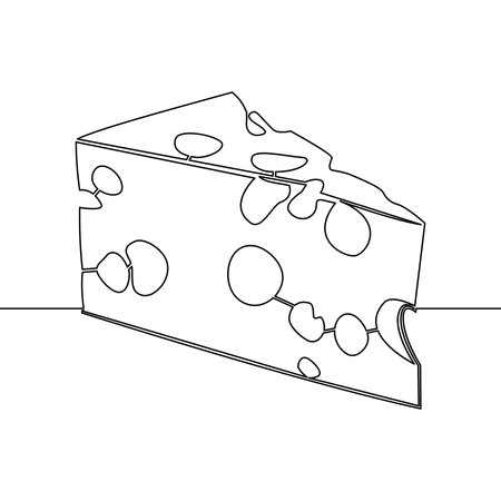 Continuous one single line drawing fresh delicious holed cheese icon vector illustration conceptのイラスト素材