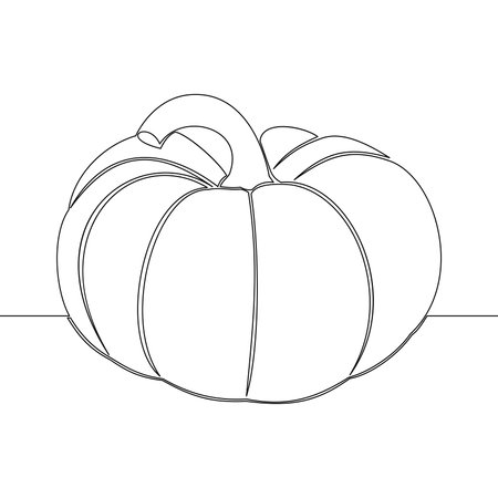 Continuous one single line drawing Pumpkin Halloween Autumn Harvest icon vector illustration conceptのイラスト素材