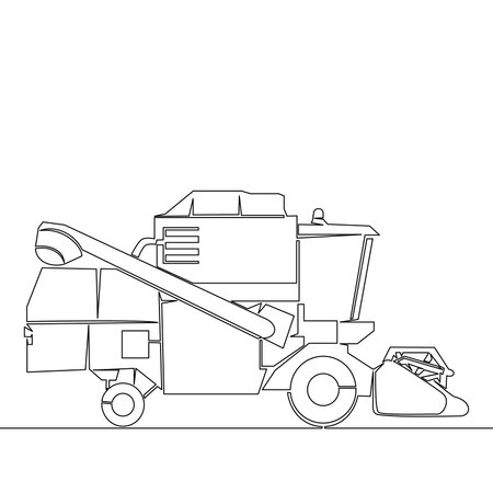 Continuous one single line drawing combine harvester Farming and cattle breeding icon vector illustration conceptのイラスト素材