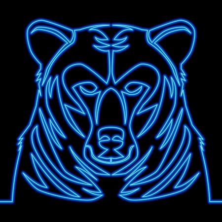 Abstract portrait of a bear's head icon neon glow vector illustration conceptのイラスト素材
