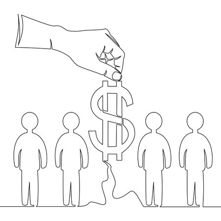Continuous one single line drawing Crowd Funding Design icon vector illustration conceptのイラスト素材