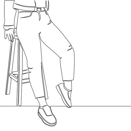 Continuous one single line drawing advertising image of human legs in jeans and shoes icon vector illustration conceptのイラスト素材