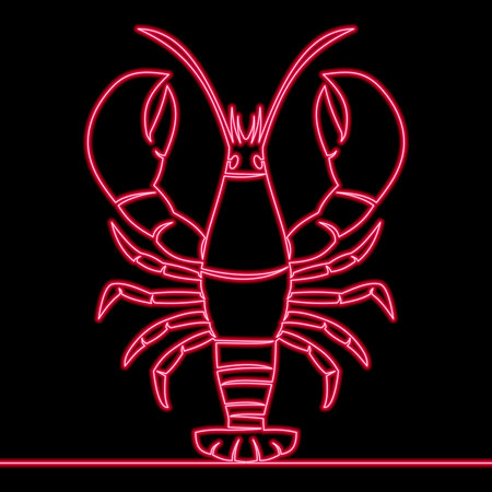 Large Lobster on Display Fresh Seafood and Gourmet icon neon glow vector illustration conceptのイラスト素材