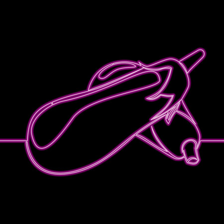 Pair of Fresh Eggplants Healthy Organic Vegetables for Cooking and Nutrition icon neon glow vector illustration conceptのイラスト素材