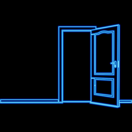 Open door symbolizing opportunity and new beginnings icon neon glow vector illustration conceptのイラスト素材