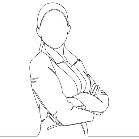 Continuous one single line drawing Confident businesswoman in formal suit icon vector illustration conceptのイラスト素材