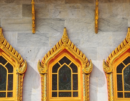 window of Marble Temple in Bangkok Thailand ( Wat Benchamabapit)の写真素材
