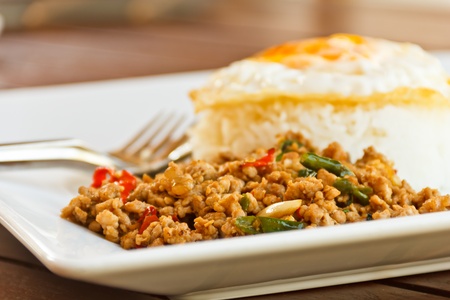 Pad Krapow Moo, spicy stir-fried pork with Thai holy basilの写真素材