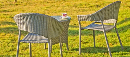Two relaxing chairs in Gardenの写真素材
