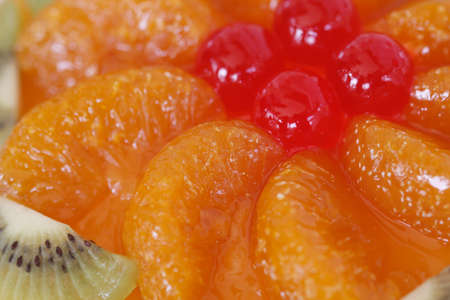mixed fruit with orange jam cakeの写真素材