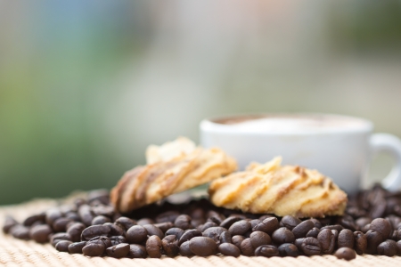 Coffee and delicious cookies for breakfastの写真素材