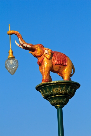 Street Lighting elephants against the backdrop of the sky.の写真素材