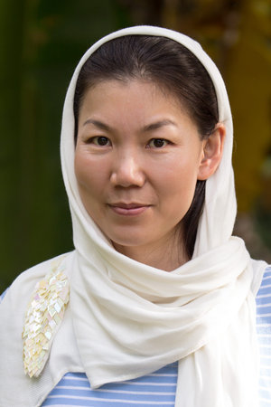 Fashion style woman portrait in asian clothesの写真素材