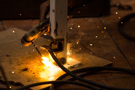 Welders and bright sparks. Construction and productionの写真素材