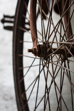 This part of the old red bicycle wheel.の写真素材