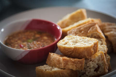 Tofu Fried food is healthy and delicious.の写真素材