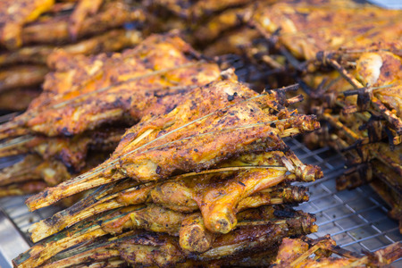 Grilled chicken sold in the local markets of Asia.の写真素材