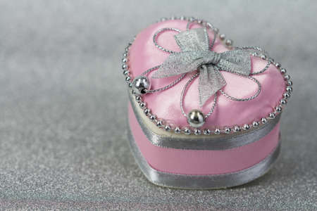 Pink heart shaped gift boxの写真素材