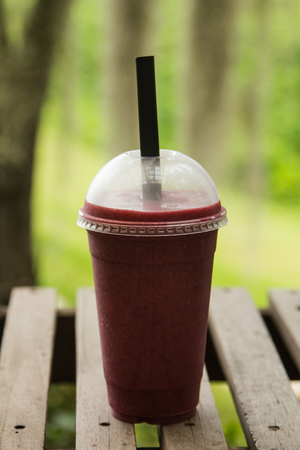 Blueberry juice into a glassの写真素材