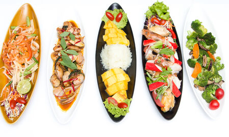 thai food set on white background.の写真素材