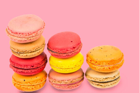 sweet macaron on pink background with clipping pathの写真素材