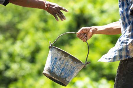 Plastic buckets for transport of cementの写真素材