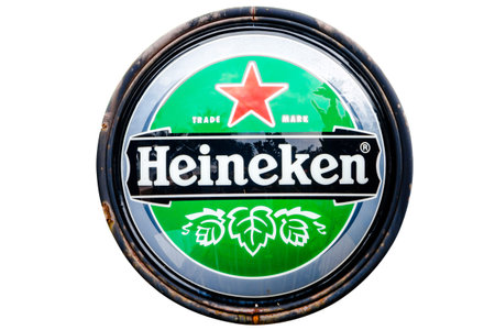 BANGKOK, THAILAND - OCTOBER 11, 2014 : old signs heineken on white backgroundのeditorial素材