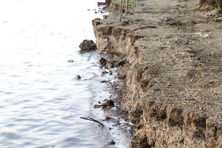 close up riverbank at the lakeの写真素材