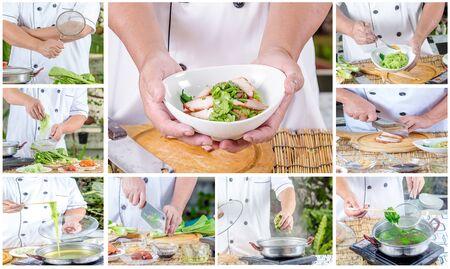 chef cooking for asian food menu name noodleの写真素材