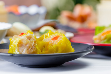 chinese food name Dim sum on dining tableの写真素材