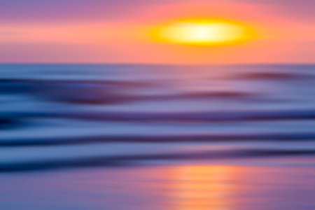 blurred beach in sunset at the sea for thailandの写真素材