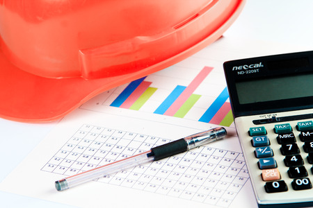 Business graph analysis with calculatorの写真素材