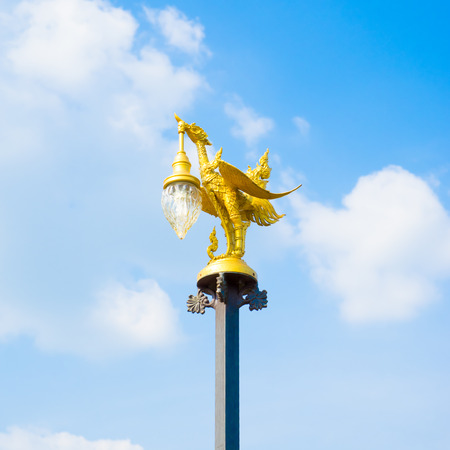 Thai art street lighting pole on sky backgroundの写真素材