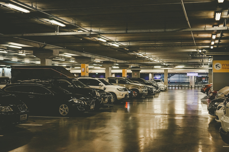 BANGKOK, THAILAND, AUG 24, 2015 - Parking garage in mall,Bangkok Thailandのeditorial素材