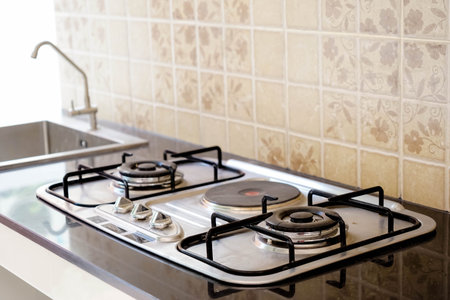 Kitchen gas stove in the kitchen