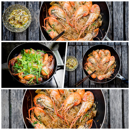 Baked shrimp vermicelli in plateの写真素材